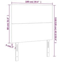 Vidaxl LED posteljno vzglavje svetlo sivo 100x5x118/128 cm blago