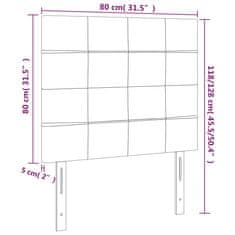 Vidaxl LED posteljno vzglavje temno sivo 80x5x118/128 cm žamet