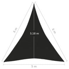 Vidaxl Senčno jadro 160 g/m2 črno 5x6x6 m HDPE