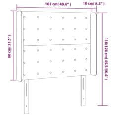 Vidaxl LED posteljno vzglavje črno 103x16x118/128 cm blago