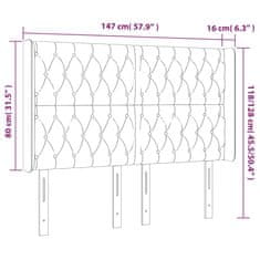 Vidaxl LED posteljno vzglavje taupe 147x16x118/128 cm blago