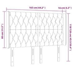 Vidaxl LED posteljno vzglavje svetlo sivo 163x16x118/128 cm blago