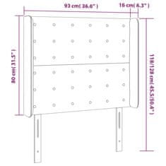 Vidaxl LED posteljno vzglavje črno 93x16x118/128 cm umetno usnje