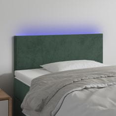 Vidaxl LED posteljno vzglavje temno zeleno 90x5x78/88 cm žamet