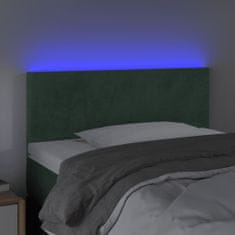 Vidaxl LED posteljno vzglavje temno zeleno 90x5x78/88 cm žamet