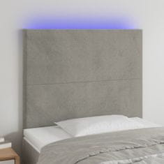 Vidaxl LED posteljno vzglavje svetlo sivo 100x5x118/128 cm žamet