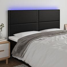 Vidaxl LED posteljno vzglavje črno 180x5x118/128 cm umetno usnje