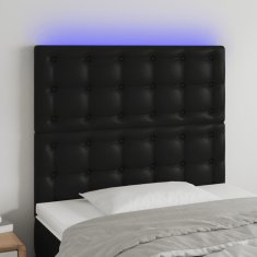 Vidaxl LED posteljno vzglavje črno 100x5x118/128 cm umetno usnje