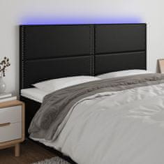 Vidaxl LED posteljno vzglavje črno 200x5x118/128 cm umetno usnje