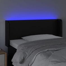 Vidaxl LED posteljno vzglavje črno 83x16x78/88 cm umetno usnje