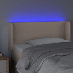 Vidaxl LED posteljno vzglavje kapučino 93x16x78/88 cm umetno usnje