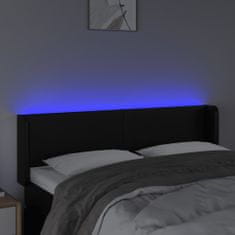 Vidaxl LED posteljno vzglavje črno 147x16x78/88 cm umetno usnje