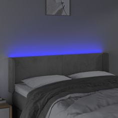 Vidaxl LED posteljno vzglavje svetlo sivo 147x16x78/88 cm žamet