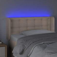 Vidaxl LED posteljno vzglavje kapučino 103x16x78/88 cm umetno usnje