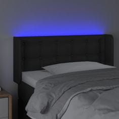 Vidaxl LED posteljno vzglavje črno 103x16x78/88 cm umetno usnje