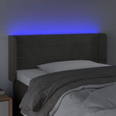 Vidaxl LED posteljno vzglavje temno sivo 93x16x78/88 cm žamet