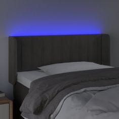 Vidaxl LED posteljno vzglavje temno sivo 93x16x78/88 cm žamet