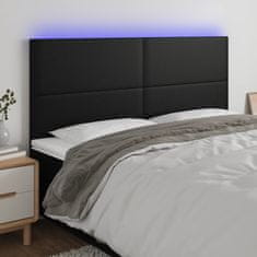 Vidaxl LED posteljno vzglavje črno 200x5x118/128 cm umetno usnje