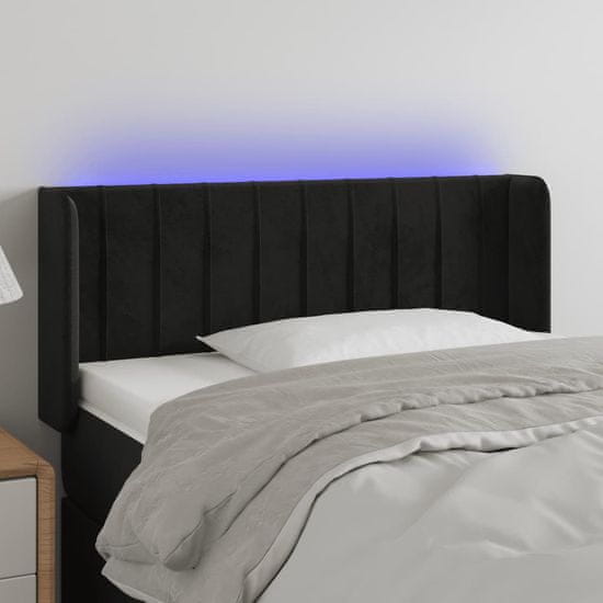 Vidaxl LED posteljno vzglavje črno 93x16x78/88 cm žamet