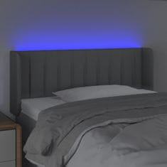 Vidaxl LED posteljno vzglavje svetlo sivo 93x16x78/88 cm blago