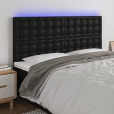 Vidaxl LED posteljno vzglavje črno 160x5x118/128 cm umetno usnje