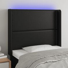 Vidaxl LED posteljno vzglavje črno 93x16x118/128 cm umetno usnje