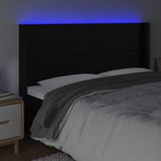 Vidaxl LED posteljno vzglavje črno 203x16x118/128 cm umetno usnje