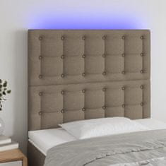 Vidaxl LED posteljno vzglavje taupe 90x5x118/128 cm blago