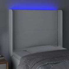 Vidaxl LED posteljno vzglavje belo 93x16x118/128 cm umetno usnje