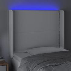 Vidaxl LED posteljno vzglavje belo 103x16x118/128 cm umetno usnje