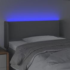 Vidaxl LED posteljno vzglavje svetlo sivo 103x16x78/88 cm blago