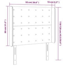 Vidaxl LED posteljno vzglavje črno 93x16x118/128 cm blago