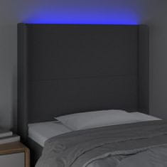 Vidaxl LED posteljno vzglavje črno 103x16x118/128 cm blago