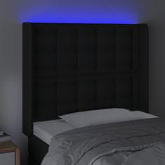 Vidaxl LED posteljno vzglavje črno 93x16x118/128 cm umetno usnje