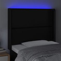 Vidaxl LED posteljno vzglavje črno 103x16x118/128 cm umetno usnje