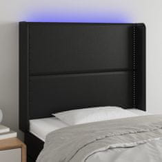 Vidaxl LED posteljno vzglavje črno 103x16x118/128 cm umetno usnje