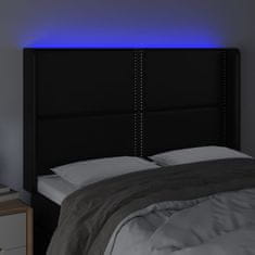 Vidaxl LED posteljno vzglavje črno 147x16x118/128 cm umetno usnje