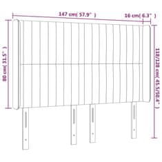 Vidaxl LED posteljno vzglavje črno 147x16x118/128 cm blago