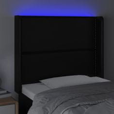 Vidaxl LED posteljno vzglavje črno 83x16x118/128 cm umetno usnje