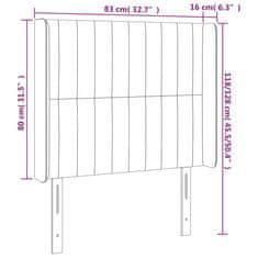 Vidaxl LED posteljno vzglavje modro 83x16x118/128 cm blago