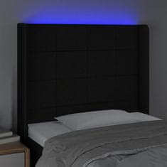 Vidaxl LED posteljno vzglavje črno 103x16x118/128 cm blago