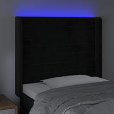 Vidaxl LED posteljno vzglavje črno 83x16x118/128 cm žamet