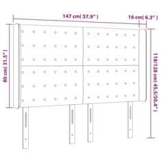 Vidaxl LED posteljno vzglavje krem 147x16x118/128 cm blago