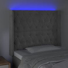 Vidaxl LED posteljno vzglavje svetlo sivo 103x16x118/128 cm žamet