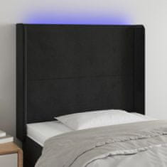 Vidaxl LED posteljno vzglavje črno 103x16x118/128 cm žamet