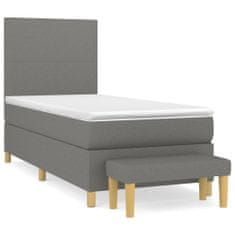 Vidaxl Box spring postelja z vzmetnico temno siva 80x200 cm blago