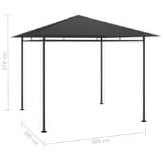 Vidaxl Paviljon 3x3x2,7 m antraciten 180 g/m2