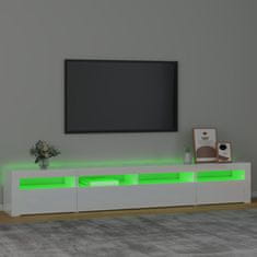 Vidaxl TV omarica z LED lučkami visok sijaj bela 240x35x40 cm