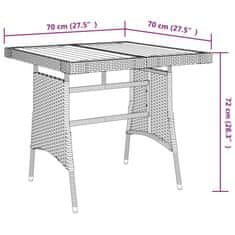 Vidaxl Vrtna miza črna 70x70x72 cm poli ratan in trden akacijev les