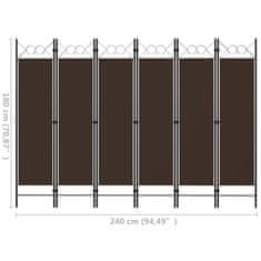 Vidaxl Paravan 6-delni rjav 240x180 cm